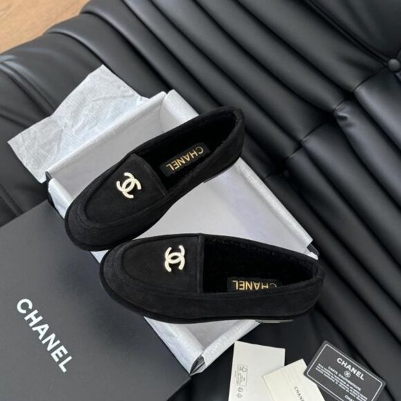 Black Chanel Sherling Loafers size 38 - Picture 5 of 8